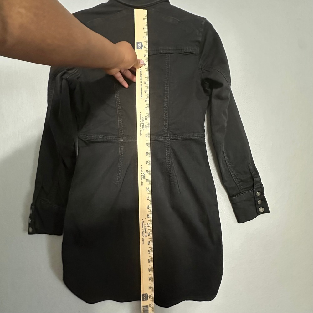 Free People Black Denim Button Down Mini Dress Long Sleeve Size M - Picture 6 of 7